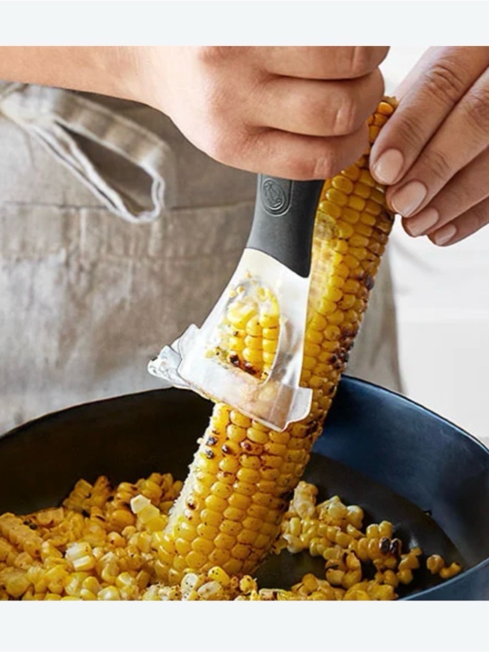 Pampered Chef Kernel Cutter/Corn Stripper Tool, Stainless Steel Black Handle